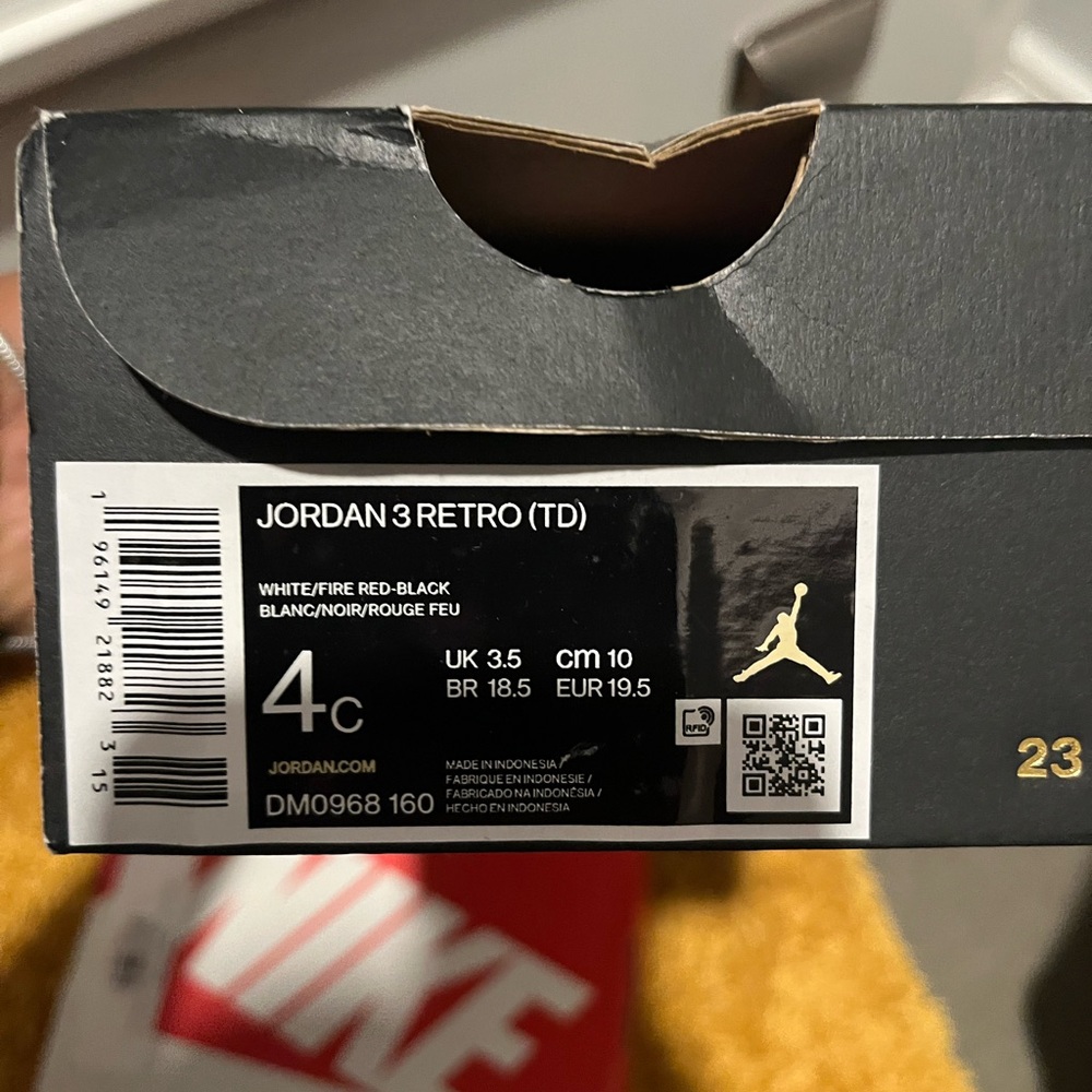 Jordan 3 Retro TD in White, Red, and Black